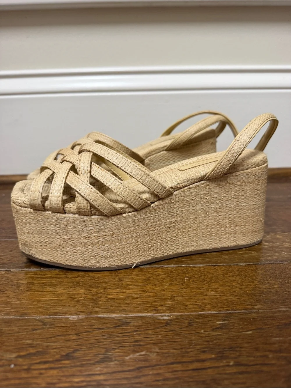 Loeffler Randall Woven Slingback Platform Sandal in Natural